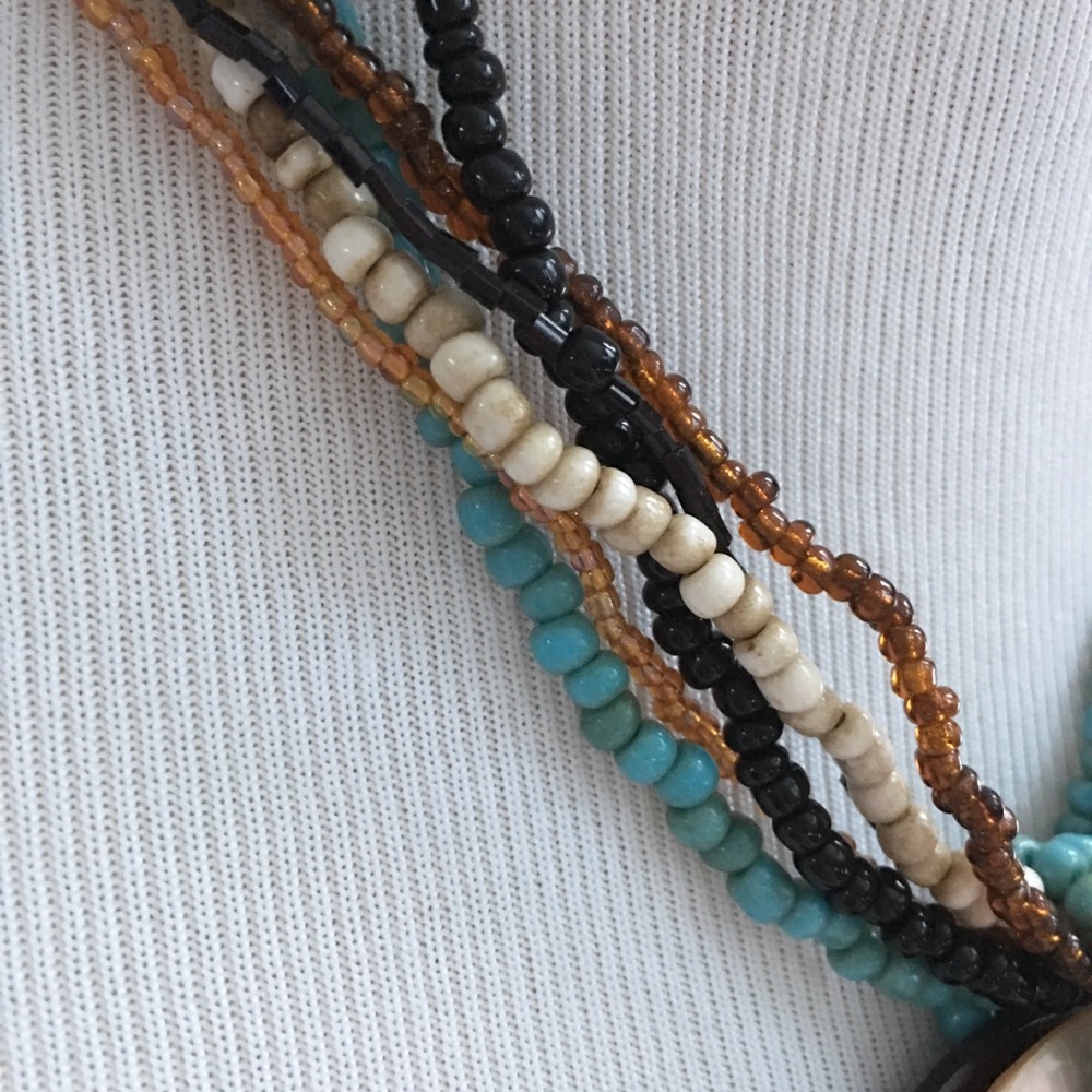 Shell Seed Bead Necklace 6‎ Strands - Picture 3 of 8